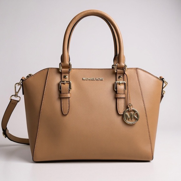 Michael Kors Handbags - MICHAEL Michael Kors Ciara Purse Satchel Travel Tote Bag Leather Camel Tan Gift